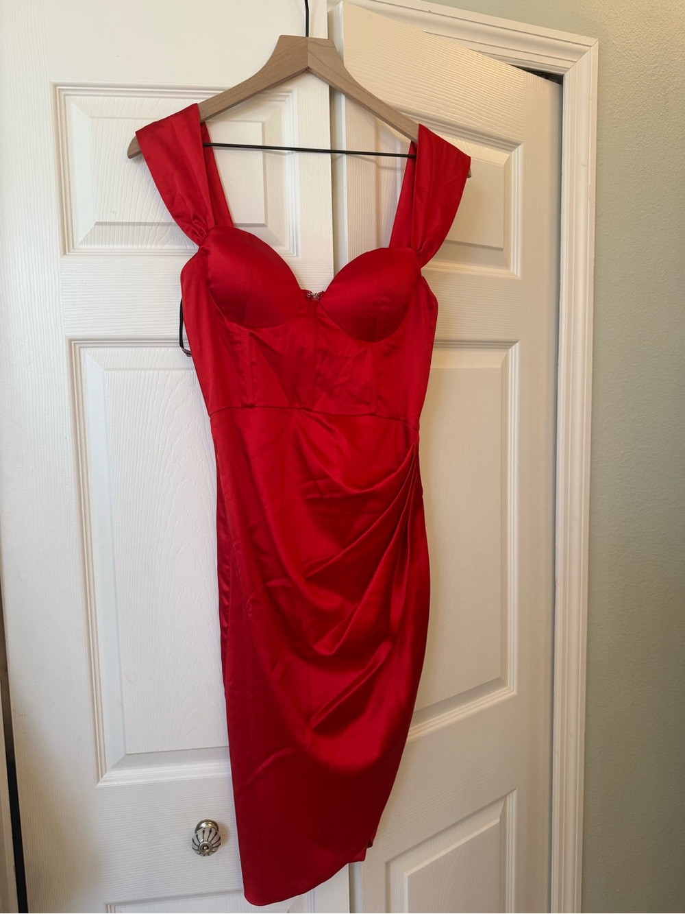 Miss circle New York red Hedy Satin Corset Dress Size Small - Picture 2 of 8